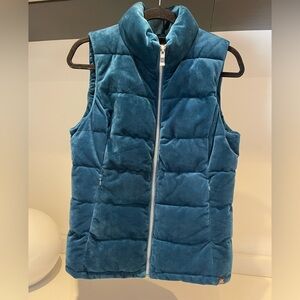 Vibrant deep Teal Zero Exposure Luxe soft Velour velvety Puffer Vest sz MEDIUM